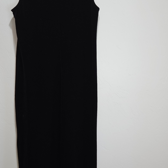 Vintage 90s Y2K Black Velvet Dress Floral Design Midi Maxi Long Whimsigoth Fairy - Picture 7 of 12